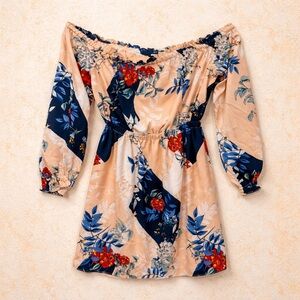 GUESS OFF THE SHOULDER FLORAL DRESS